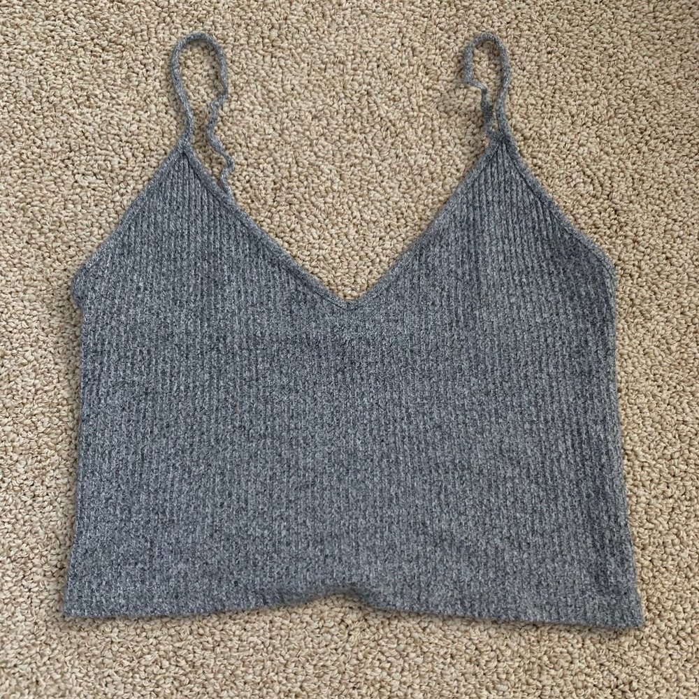 knitted gray tank top